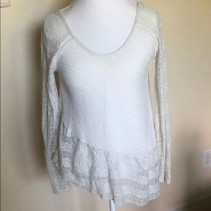 Free People Asymmetrical Lacy Shirt